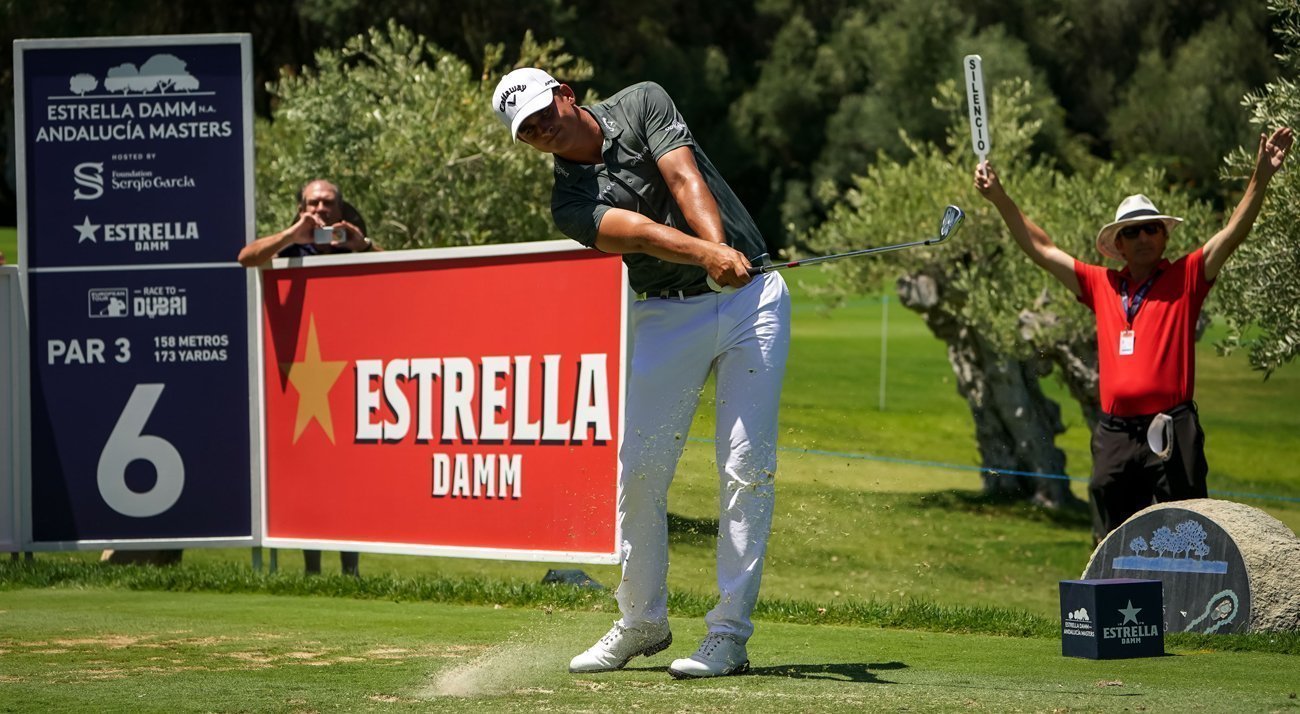Christiaan Bezuindehout hitting a shot in the third round of the tournament (credit © Real Club Valderrama)