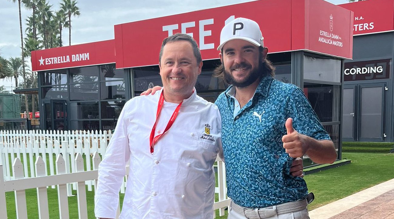 Mikel Landa, Real Club de Golf Sotogrande chef, with Ángel Hidalgo, 2024 Spanish Open champion